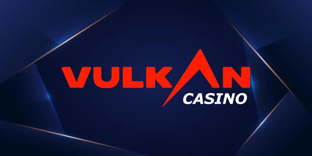 Логотип казино Vulkan великого розміру, відображається яскраво та чітко